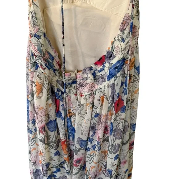 NWT Sunfere Floral Cut Out Maxi Dress Size Medium Lace Up Back Ruffles Flowy - Picture 14 of 14
